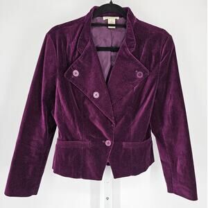 Vintage Laura Leigh Ltd Womens Sz 6 Velvet Velour Blazer Jacket Purple